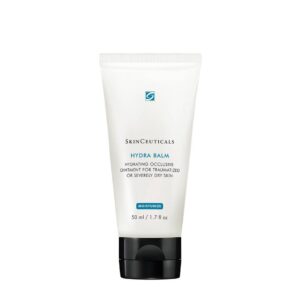 White tube of SkinCeuticals Hydra Balm, an occlusive hydrating balm for compromised or very dry skin.