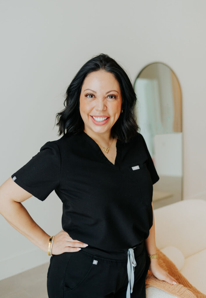 Headshot of Linda Buj, co-owner of LV Skin Aesthetics and veteran in the beauty industry.